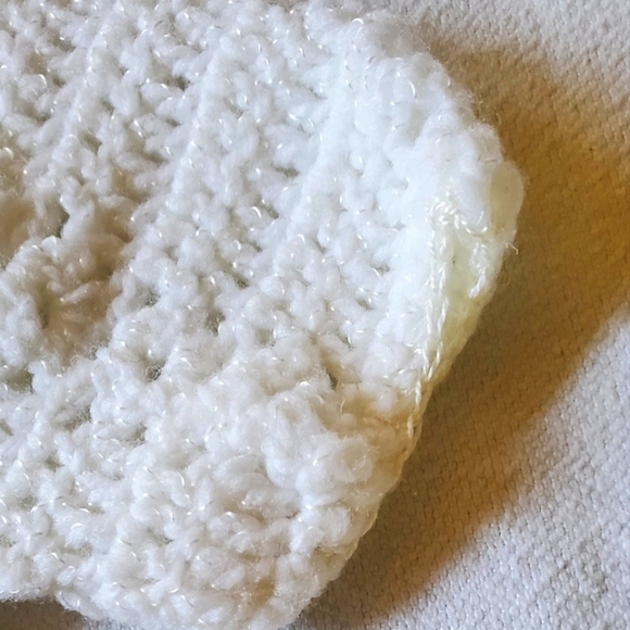 Crocheted White Christening Baby Long Gown with Buttons & Hand Edge Embroidered - Picture 4 of 7